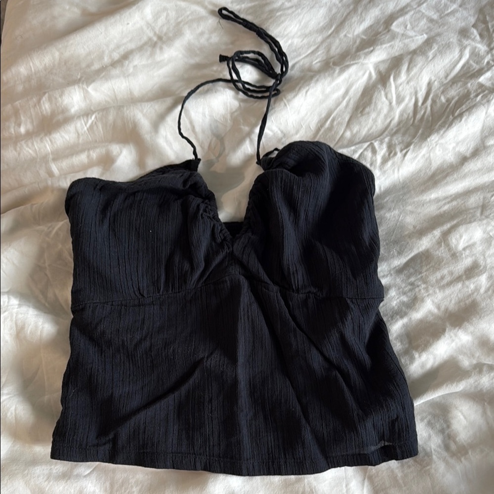 Black Halter Neck Women's Top